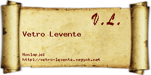 Vetro Levente névjegykártya